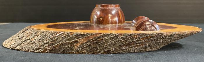 Vintage Wooden Ink Well Desk Set