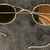 Household, Sunglasses, Wire Framed, Yellow Tint, Case, Leather, Metal, Brown