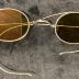 Household, Sunglasses, Wire Framed, Yellow Tint, Case, Leather, Metal, Brown