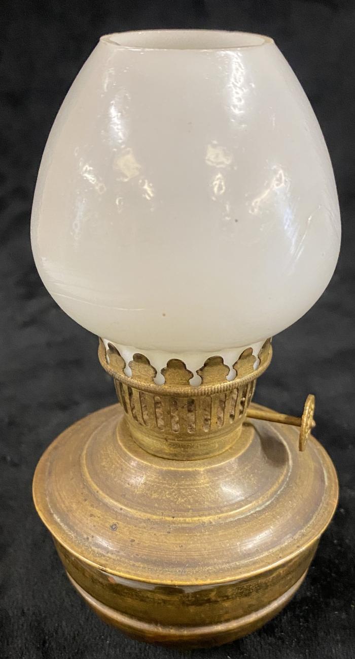 Household, Lamp, Kereosene, Brass, Glass,  White